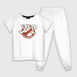 Пижама хлопковая детская Catsbusters, цвет: белый