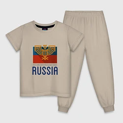 Пижама хлопковая детская Russia - Союз, цвет: миндальный