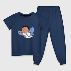Пижама хлопковая детская Обещанный неверленд фил бабочка, цвет: тёмно-синий