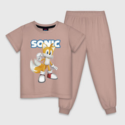 Пижама хлопковая детская Майлз Тейлз Прауэр Sonic Видеоигра, цвет: пыльно-розовый