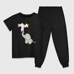 Детская пижама Милый Слонёнок и Кролик Играют Со Звездой