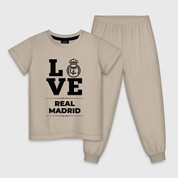 Пижама хлопковая детская Real Madrid Love Классика, цвет: миндальный