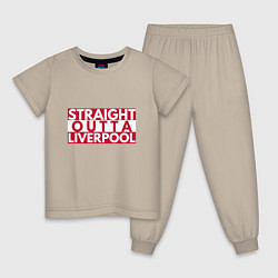 Пижама хлопковая детская Straight Outta Liverpool, цвет: миндальный