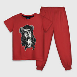 Пижама хлопковая детская Santa Muerte Black Art, цвет: красный
