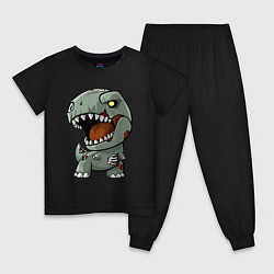 Пижама хлопковая детская Dinosaur Halloween, цвет: черный