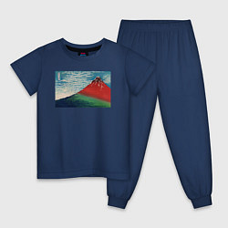 Пижама хлопковая детская Fine Wind, Clear Morning Гора Фудзи, цвет: тёмно-синий