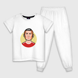 Пижама хлопковая детская Роналду - Манчестер, цвет: белый