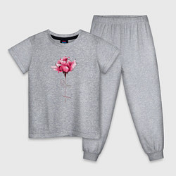Пижама хлопковая детская Роза с надписью FAMILY, цвет: меланж