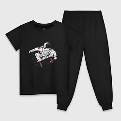 Пижама хлопковая детская Космонавт, катающийся на скейтборде An astronaut r, цвет: черный
