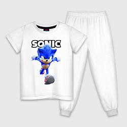 Пижама хлопковая детская Sonic the Hedgehog 2022, цвет: белый