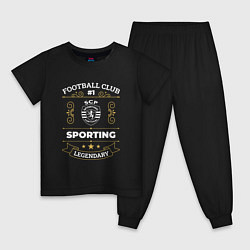 Пижама хлопковая детская Sporting: Football Club Number 1, цвет: черный