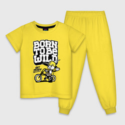 Пижама хлопковая детская Born to be wild Рожденный быть диким, цвет: желтый