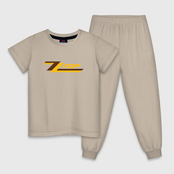 Пижама хлопковая детская ZZ top logo, цвет: миндальный