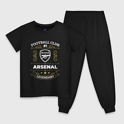 Пижама хлопковая детская Arsenal: Football Club Number 1, цвет: черный