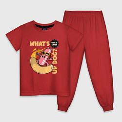 Пижама хлопковая детская Whats up dog, цвет: красный
