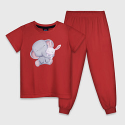 Детская пижама Милый Слонёнок и Крольчонок Обнимаются
