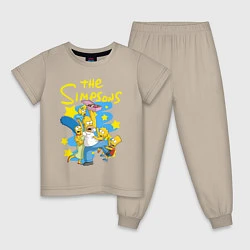 Пижама хлопковая детская The SimpsonsСемейка Симпсонов, цвет: миндальный