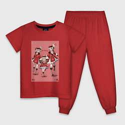 Пижама хлопковая детская Барбара, Кли и Джинн Genshin Impact, цвет: красный