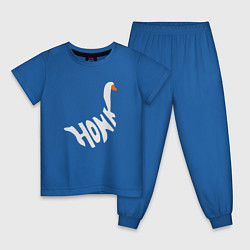 Пижама хлопковая детская Honk White Гусь Белый, цвет: синий