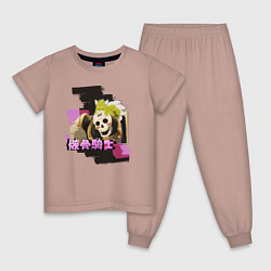 Пижама хлопковая детская Рыцарь-скелет вступает в параллельный мир Арк и По, цвет: пыльно-розовый