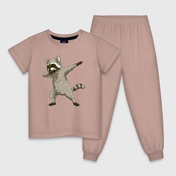 Пижама хлопковая детская Даб енот, цвет: пыльно-розовый