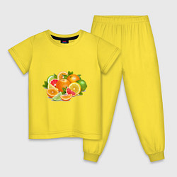 Пижама хлопковая детская CITRUS FRUITS, цвет: желтый