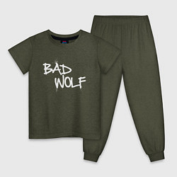 Пижама хлопковая детская Bad Wolf злой волк, цвет: меланж-хаки