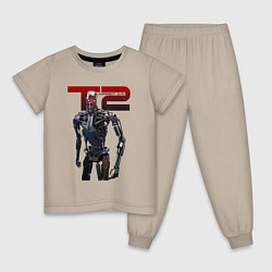 Пижама хлопковая детская Terminator 2 - T800, цвет: миндальный