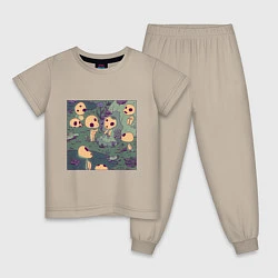 Пижама хлопковая детская Kodama - playtime, цвет: миндальный