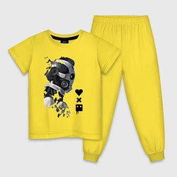 Пижама хлопковая детская Xbot 4000 в профиль с лого, цвет: желтый