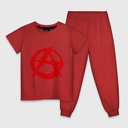 Пижама хлопковая детская Символ анархии, цвет: красный