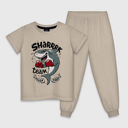 Пижама хлопковая детская Shark boxing team, цвет: миндальный