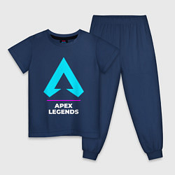 Пижама хлопковая детская Символ Apex Legends в неоновых цветах, цвет: тёмно-синий