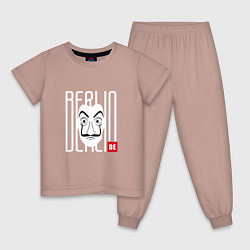 Пижама хлопковая детская De Berlin, цвет: пыльно-розовый