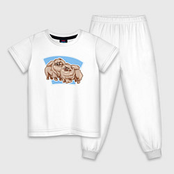 Пижама хлопковая детская Померанский шпиц Собаки, цвет: белый