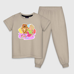 Пижама хлопковая детская Маленький грумер Собаки, цвет: миндальный