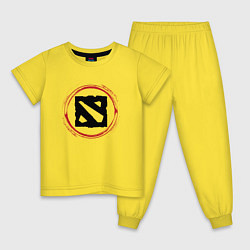 Пижама хлопковая детская Символ Dota и красная краска вокруг, цвет: желтый