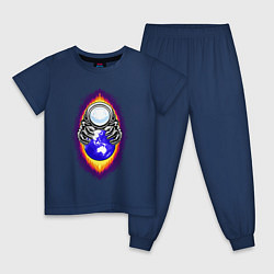 Пижама хлопковая детская Астронавт черная дыра, цвет: тёмно-синий