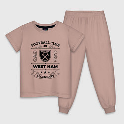 Пижама хлопковая детская West Ham: Football Club Number 1 Legendary, цвет: пыльно-розовый