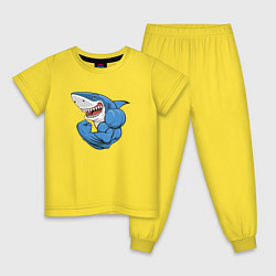 Пижама хлопковая детская Акула из Икеи на спорте, цвет: желтый