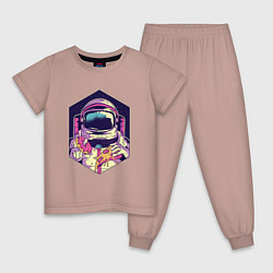 Пижама хлопковая детская Космическая еда, цвет: пыльно-розовый