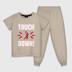 Пижама хлопковая детская Тачдаун Touchdown, цвет: миндальный