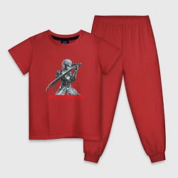 Пижама хлопковая детская Райден из Metal Gear Rising с мечом, цвет: красный