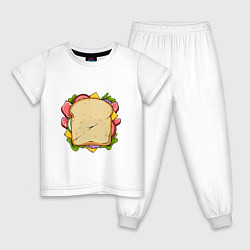 Пижама хлопковая детская Сочный бутер, цвет: белый