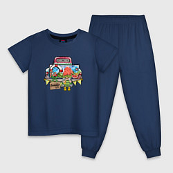 Пижама хлопковая детская Продавец арбузов на машине, цвет: тёмно-синий