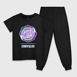 Пижама хлопковая детская Значок Chrysler в стиле Glitch, цвет: черный