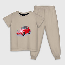 Пижама хлопковая детская Фиат 500 Topolino, цвет: миндальный