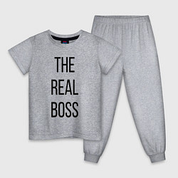 Пижама хлопковая детская The real boss!, цвет: меланж