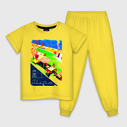 Пижама хлопковая детская Отпуск на море летом, цвет: желтый