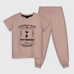 Пижама хлопковая детская Tottenham: Football Club Number 1 Legendary, цвет: пыльно-розовый